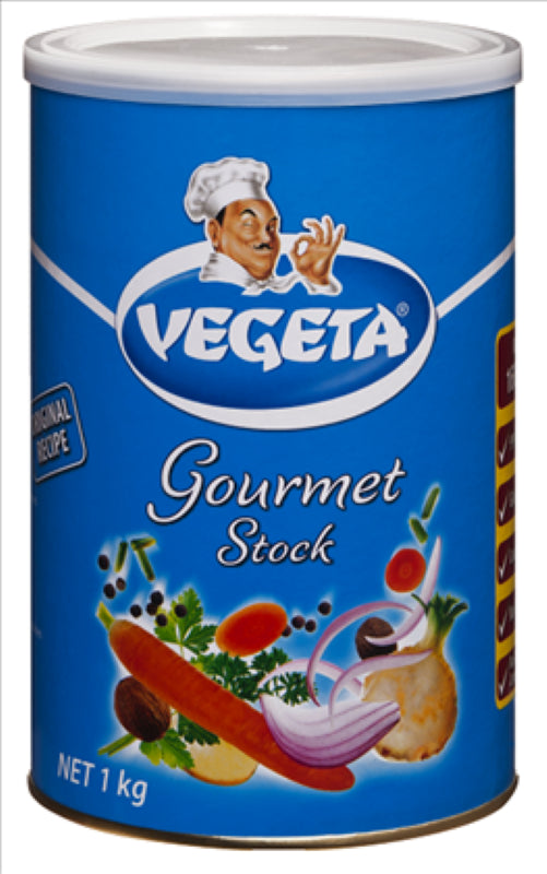 1KG pack of Stock Gourmet Vegeta by Podravka, a versatile seasoning blend of vegetables, herbs, and spices for enhancing dishes.