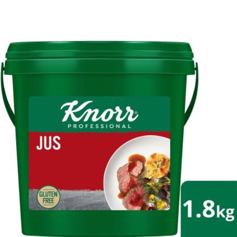 Jus Beef Gluten Free by Knorr, 1.8KG, features rich Australian beef flavor for sauces, gravies, and enhancing dishes.