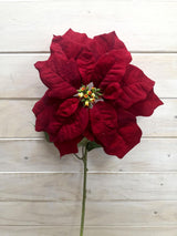 Artificial Flower -Large Velvet Poinsettia Stem