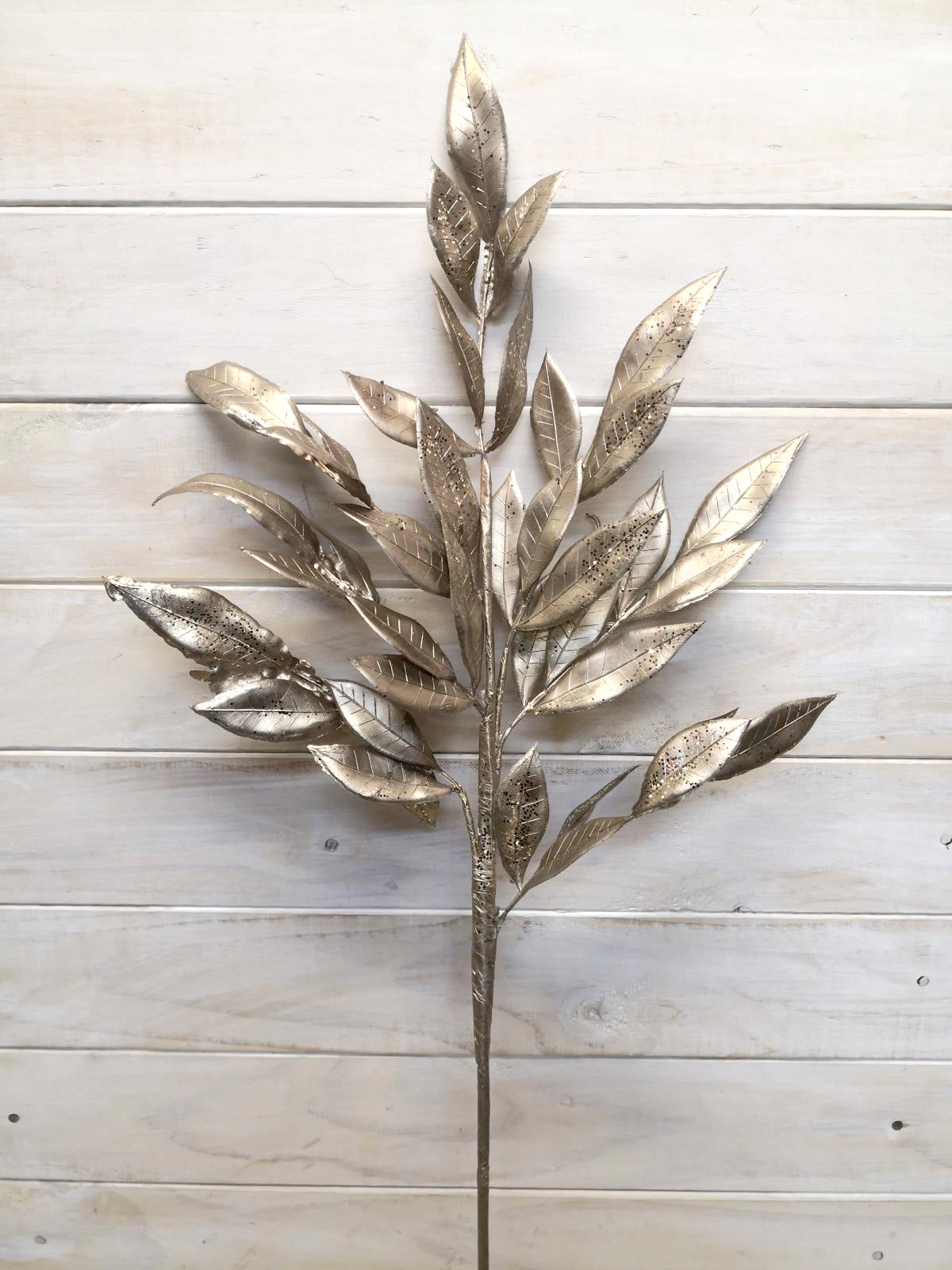 Artificial Flower -Spray - Metal Gold Bay Leaf Spray