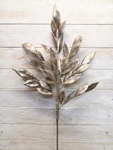 Artificial Flower -Spray - Metal Gold Bay Leaf Spray