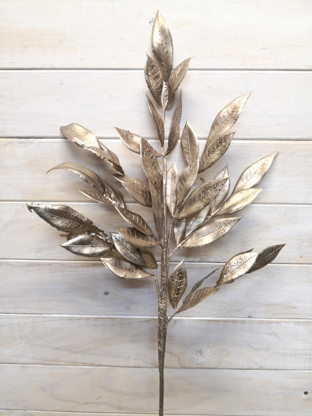 Artificial Flower -Spray - Metal Gold Bay Leaf Spray