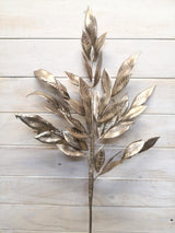 Artificial Flower -Spray - Metal Gold Bay Leaf Spray
