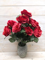 Artificial  - Large Rose Bud Bush With Gyp Red