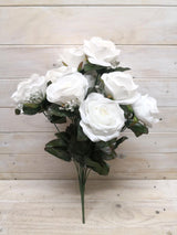 Artificial  - Large Rose Bud Bush With Gyp White