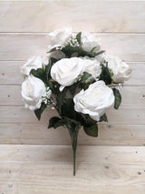 Artificial  - Large Rose Bud Bush With Gyp White