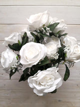 Artificial  - Large Rose Bud Bush With Gyp White
