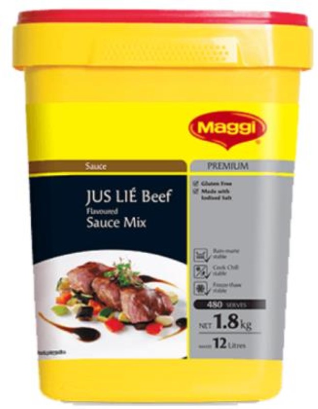 Jus Lie Beef Flavoured Premium Mix by Maggi, 1.8KG pack, made in New Zealand with local and imported ingredients.