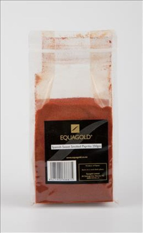 250G pack of Equagold Paprika Smoked Sweet, vibrant and smoky, perfect for enhancing dishes like paellas and stews.