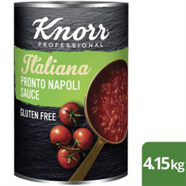 Knorr's 4.15KG Italian tomato sauce, made from sustainably grown tomatoes, perfect for pasta, casseroles, and pizza.