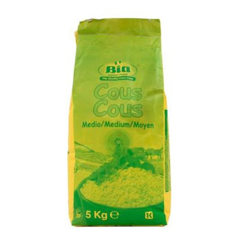 Bia Couscous 5KG pack, premium durum wheat semolina, ideal for Mediterranean dishes and quick meal preparation.