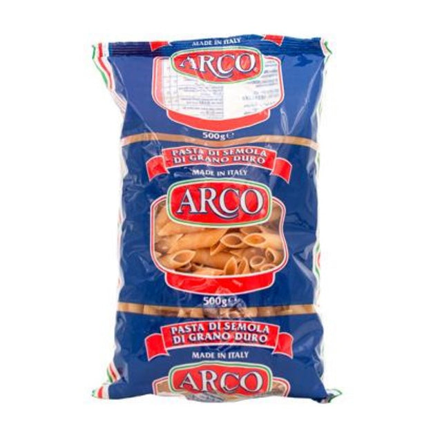 ARCO Pasta Penne Rigate 500G, ridged pasta made from durum wheat, perfect for traditional and modern Italian dishes.