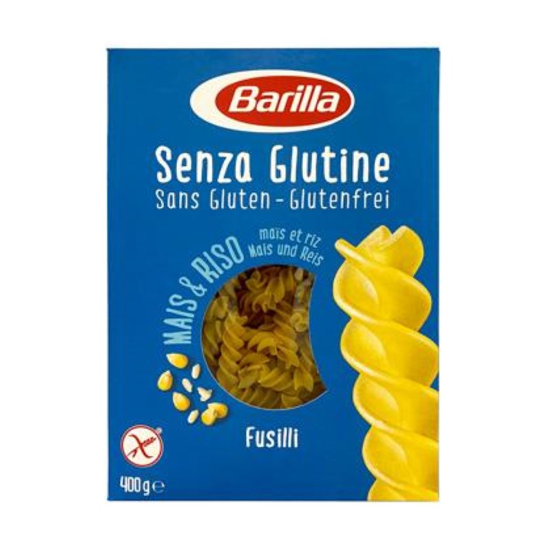 Barilla Gluten Free Fusilli Pasta, 400G, Italian-made, spiral shape for flavorful dishes without gluten.