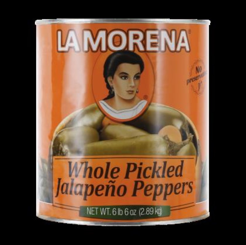 La Morena Whole Jalapenos in a 2.8KG jar, adding authentic spicy flavor to tacos, nachos, and salsas.