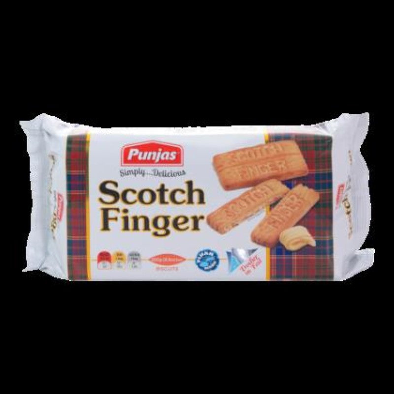 Punjas Scotch Finger biscuits, 250g, featuring crunchy, buttery texture, perfect for tea or snacks, from Fiji.