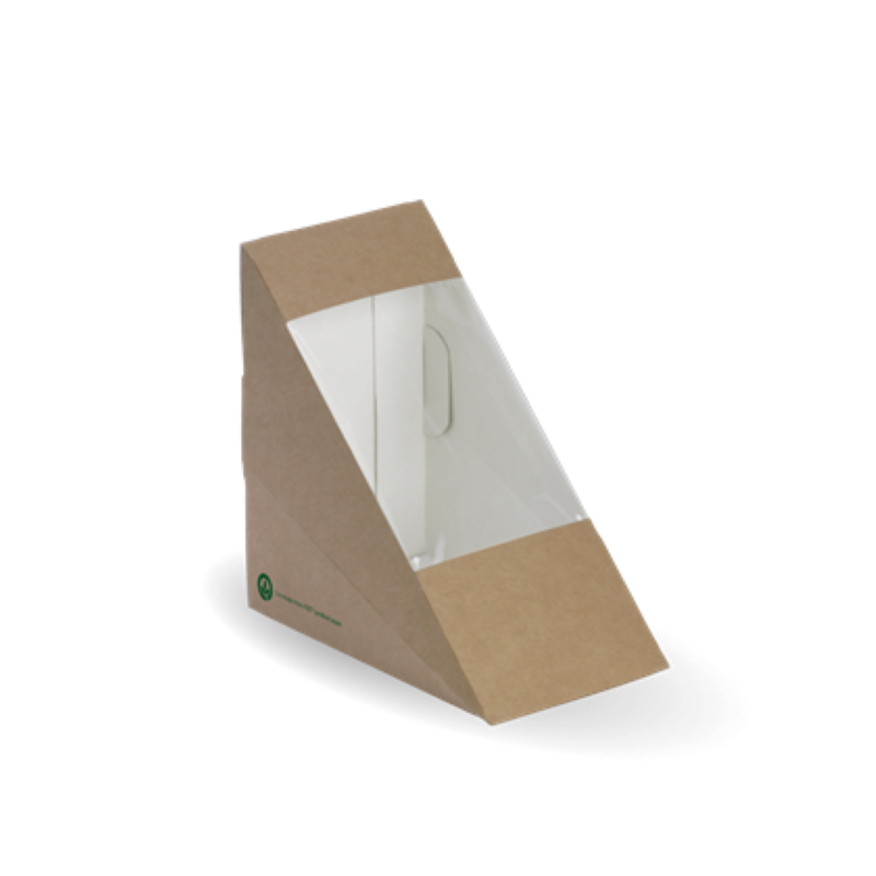 Sandwich Wedge Bioboard Brown(123x72x123mm) - Biopak - 250PC