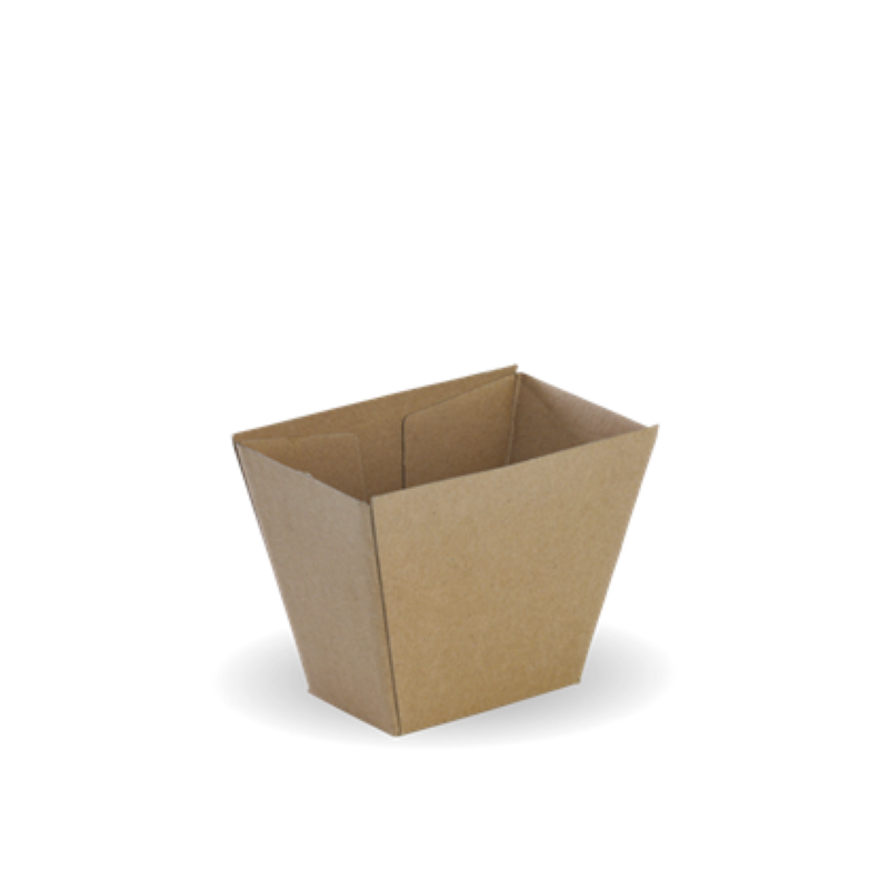 Box Chip Bioboard Unlined Small Brown 70x45x90mm - Biopak - 50PC