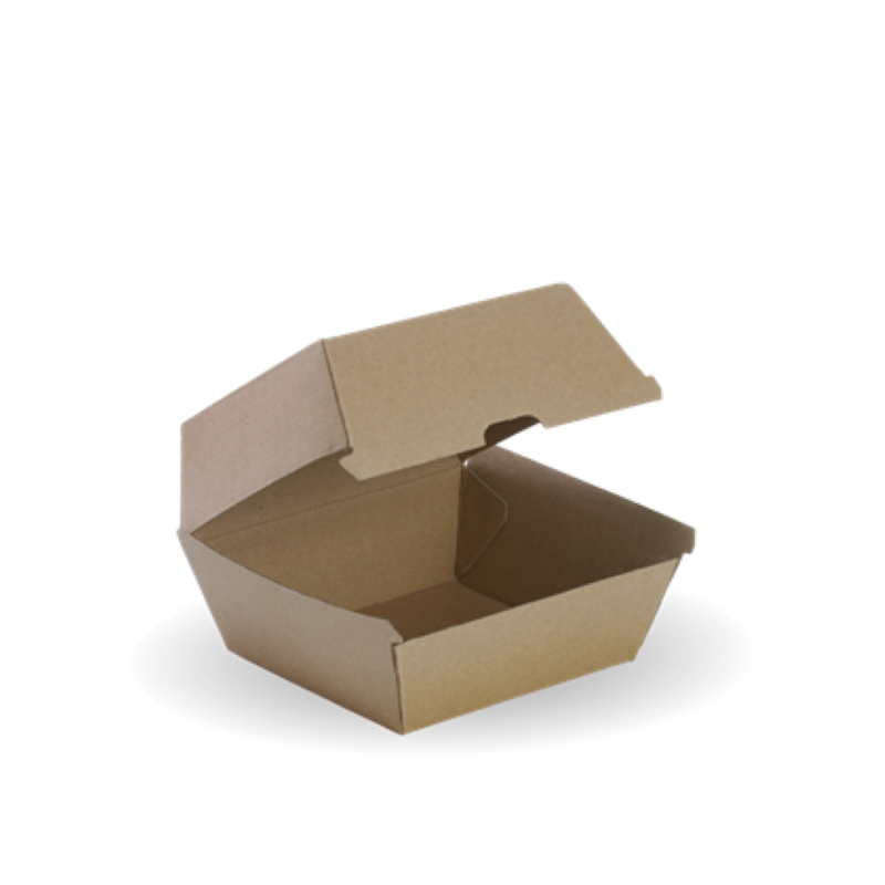 Box Burger Bioboard Unlined Brown Kraft 105X105x85mm - Biopak - 50PC
