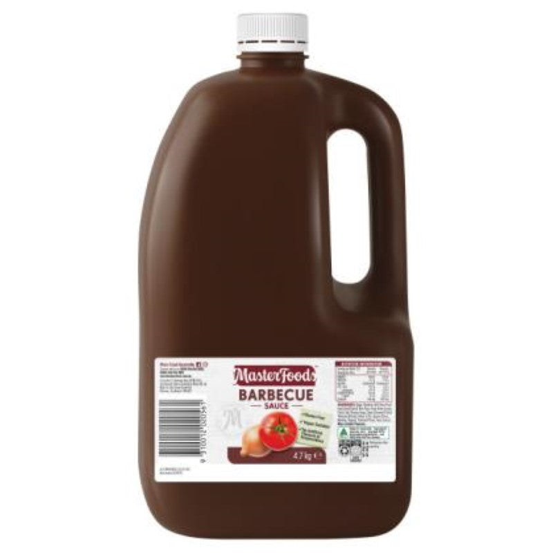 MasterFoods Barbecue Sauce 4.7KG, perfect for marinating and basting meats, made in Australia with premium ingredients.