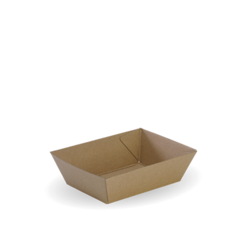 Tray Bioboard #1 Rectangle Brown (131x91x50mm) - Biopak - 50PC