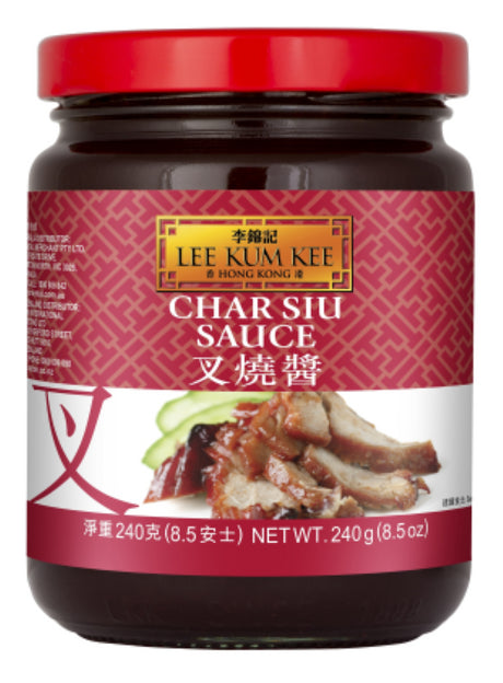 240g bottle of Lee Kum Kee Char Siu BBQ Sauce, featuring a sweet and savory blend for marinating and grilling.