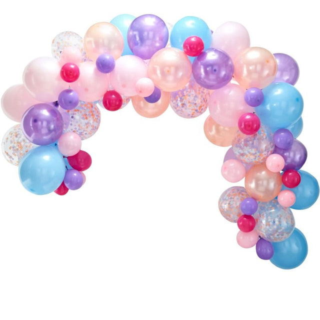 Pastel Balloon Arch Pack of 80 with vibrant colors for festive celebrations, perfect for stunning backdrops at events.
