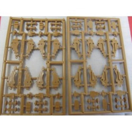 Set of 2 finely crafted gun carriages for enhancing model shipbuilding accuracy and authenticity.