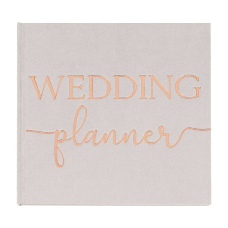 Botanical Wedding Fabric Planner with 48 pages, featuring elegant design and rose gold foil for organized wedding planning.
