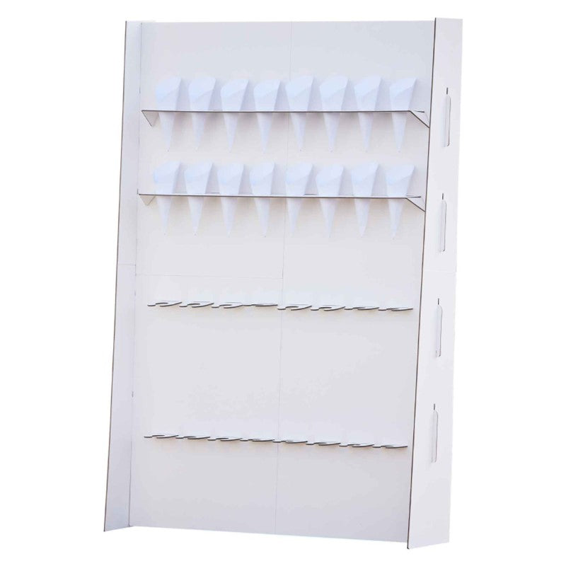 Botanical Wedding Grazing Stand Card Canape Wall, 95cm H x 64cm W, features 16 glass holders and an elegant design for events.