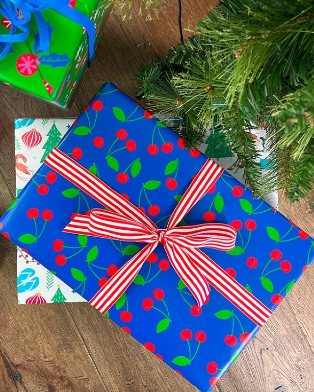 Wrapping Paper - Cherries Wrap Navy