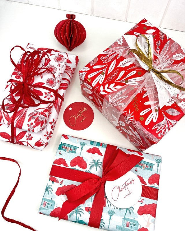 Wrapping Paper - Mistletoe Wrap Red Gold