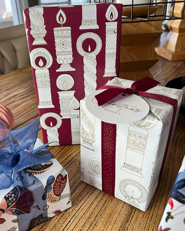 Wrapping Paper - Vintage Candle Wrap White Gold
