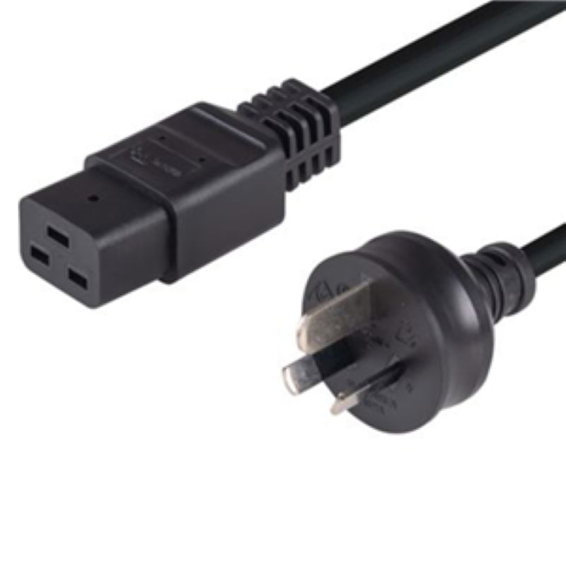 3 Pin Power Lead (M) to IEC C19 (M) 2m Power Cable - Bulk