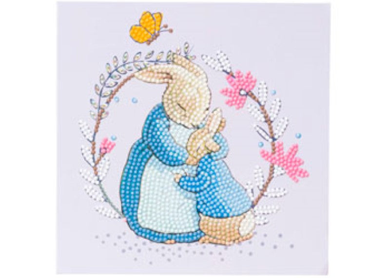 CrystalArt - Peter Rabbit and Mum 18x18cm Card