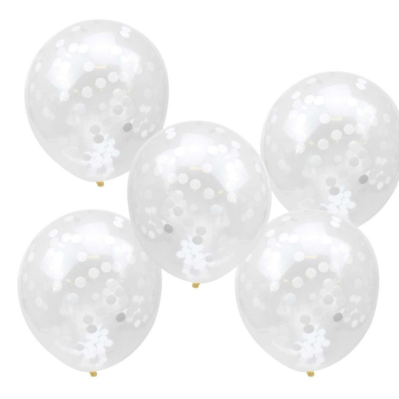 Rustic Country 12" Latex Balloons & Confetti White - Pack of 5