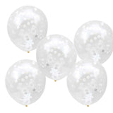 Rustic Country 12" Latex Balloons & Confetti White - Pack of 5
