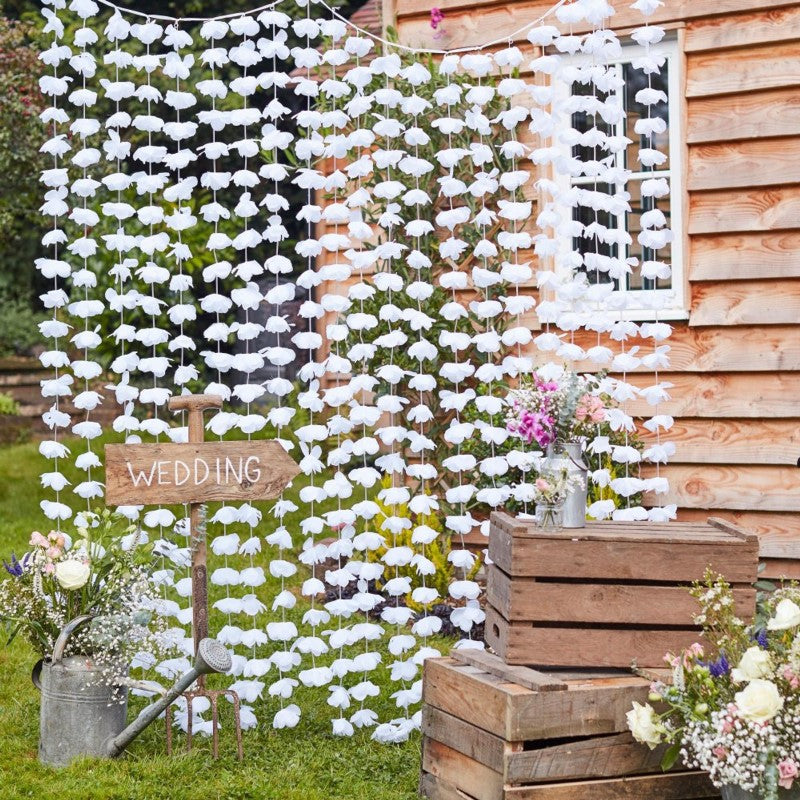 Rustic Country Floral Backdrop for photobooths, 2m wide x 1.8m high, perfect for weddings and celebrations.