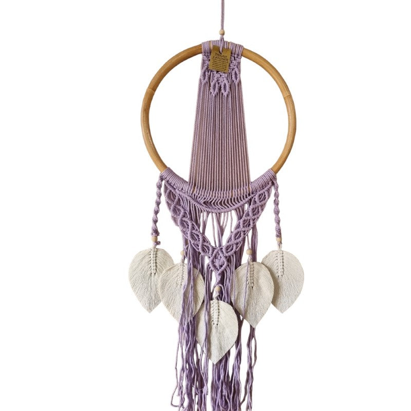 Purple Dreamcatcher with 5 White Leaves 32cm