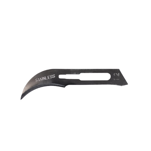 Set of 2 stainless steel small concave scalpel blades for precise cutting in crafting and professional applications.