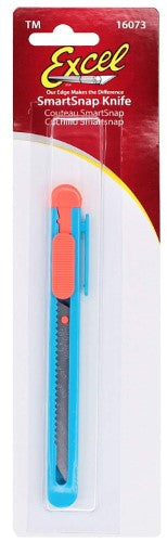 Excel K-73 Snap Knife with retractable 30-degree blade, ideal for precise cutting in vibrant colors.