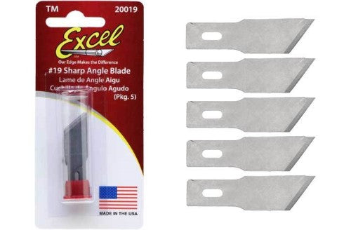 Excel #2 Short Standard Blades B19, five high-quality carbon steel replacement blades for precise cutting and trimming.