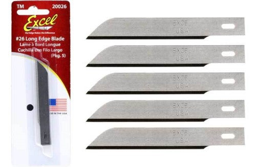Hobby Tool #2 Long Blade B26 pack of 5, 3-inch high carbon steel blades for precision cutting and crafting.