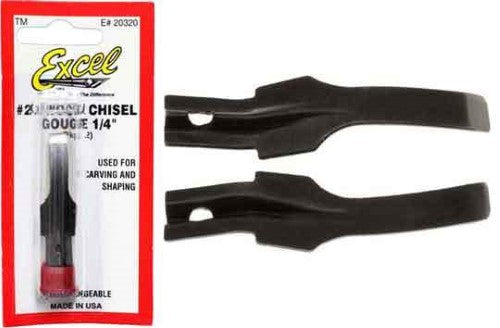 Set of two 1/4" carving chisels made of carbon steel, ideal for detailed wood and material crafting.