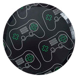 Game controller paper plates with green highlights, 25cm, pack of 8, perfect for gaming-themed parties.