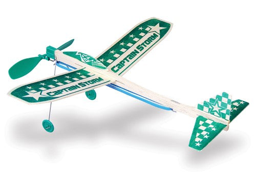 Balsa glider kit featuring Super Hero Captain Storm, designed for kids to build and enjoy flying adventures.