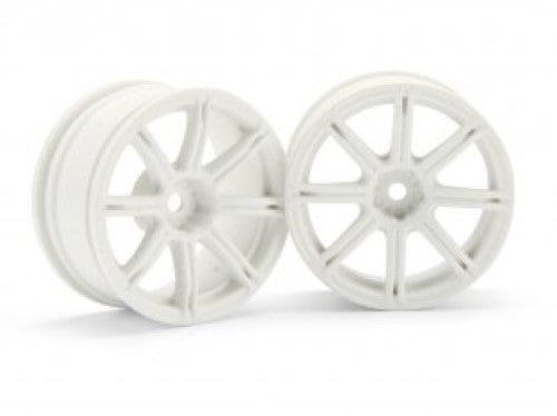 HPI Racing 1/10 WE XC8 26mm white wheels with 3mm offset, designed for RC cars, offering style and performance.