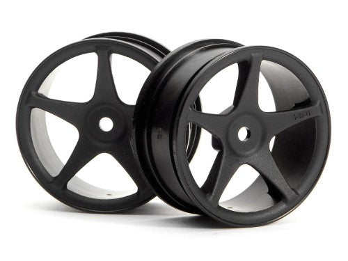 HPI Racing Super Star Black wheels for 1/10 RC cars, featuring a 1mm offset for enhanced performance and style.