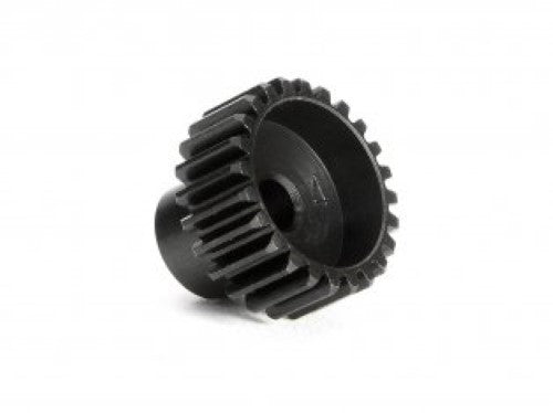 24T pinion gear for RC cars, made of tough steel, ensures smooth power transfer and secure motor attachment.