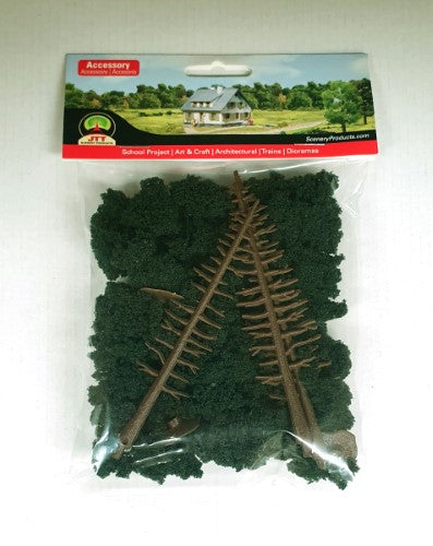 Two 4-5 inch realistic conifer trees, perfect for enhancing hobby model scenery and dioramas with vibrant greenery.