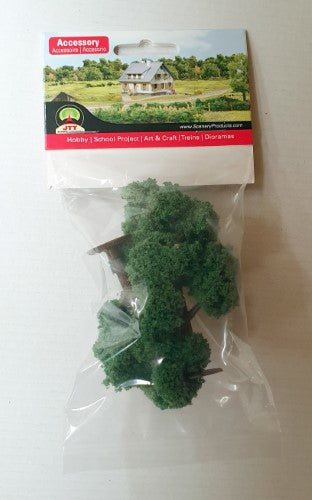Two realistic green shade trees, 2.5-3 inches tall, perfect for enhancing model landscapes and dioramas.